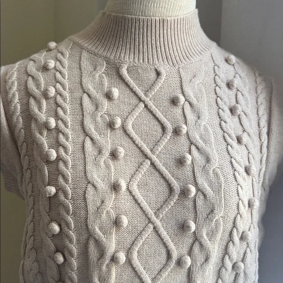 Women's Cable Knit Sweater- Cream - Picture 2 of 6
